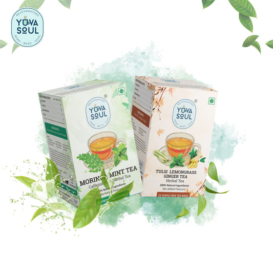Combo of Tulsi Lemongrass Ginger Tea & Moringa Mint Tea 25 Tea Bags each